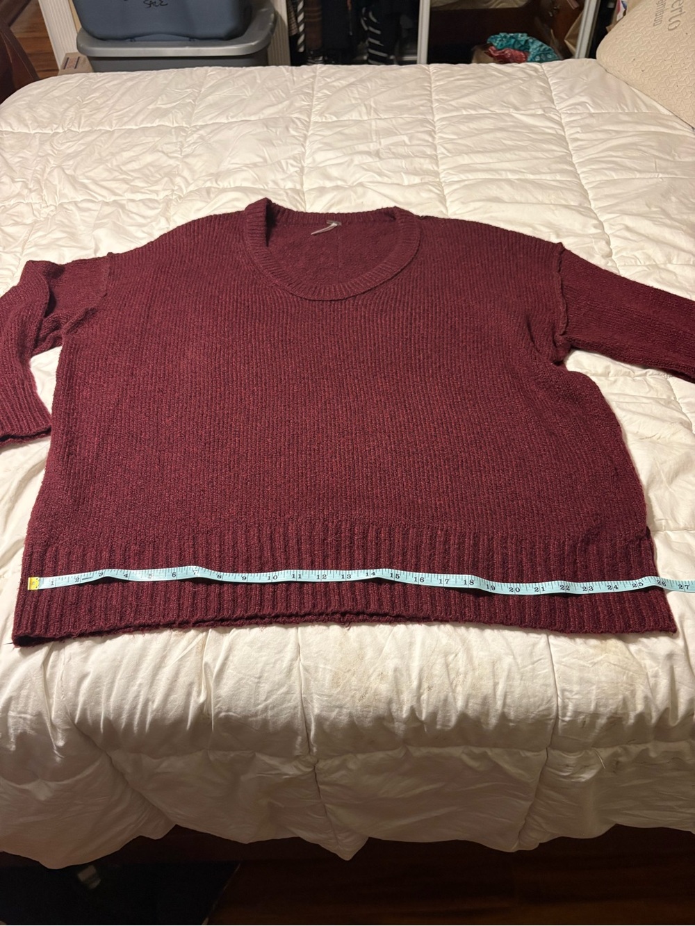 Free People Deep Burgundy Oversized V-Neck Sweater - Picture 13 of 14